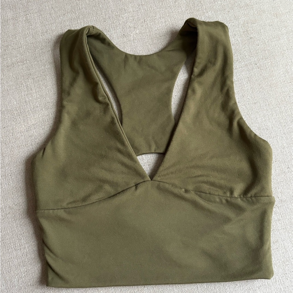Olive Green Sleeveless Crop Top